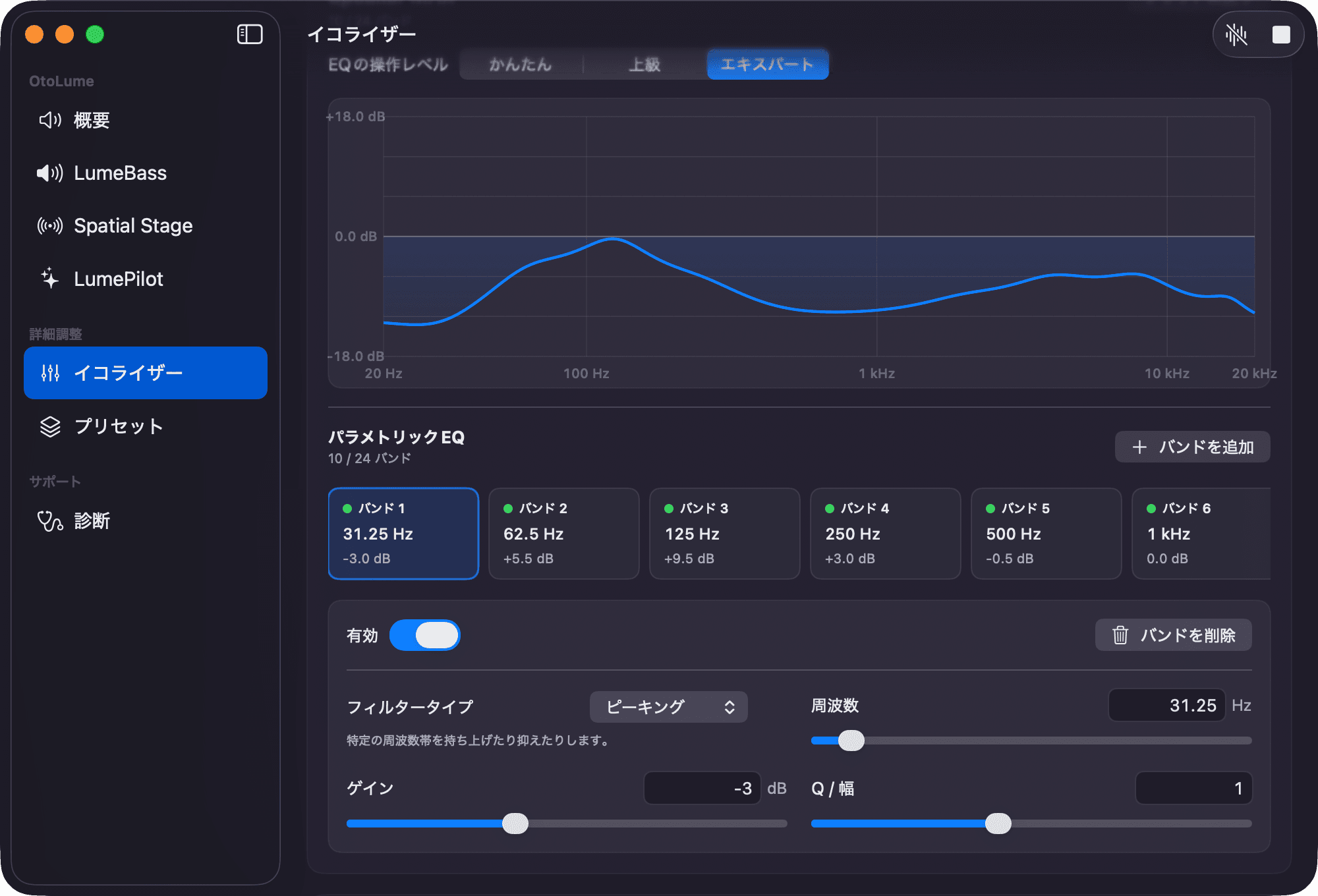 Actual OtoLume Expert parametric equalizer